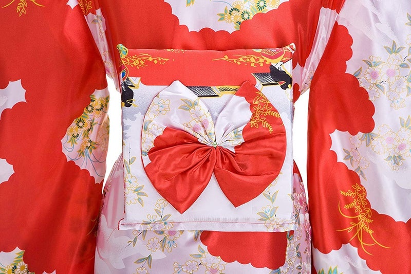 THY COLLECTIBLES Women's Silk Traditional Japanese Kimono Robe/Bathrobe/Party Robe (Red) - Image 4